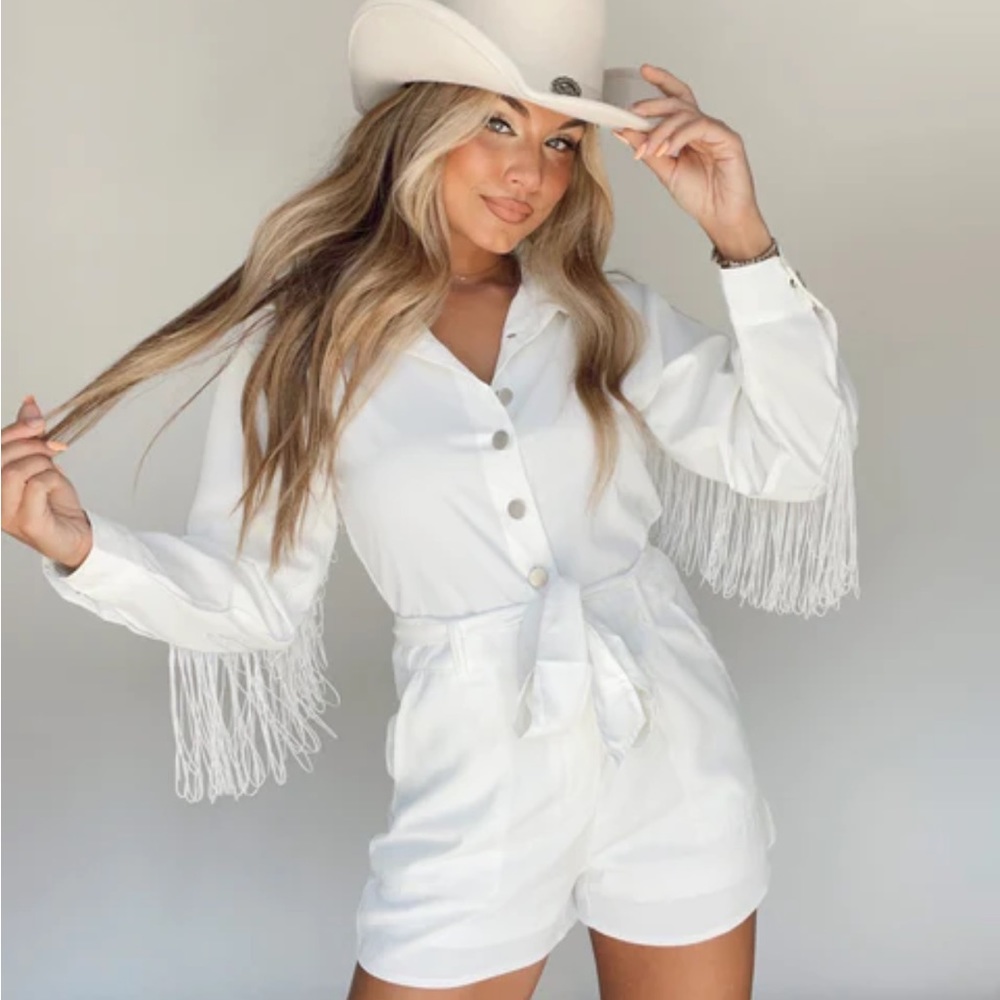White Fringe Jumpsuit